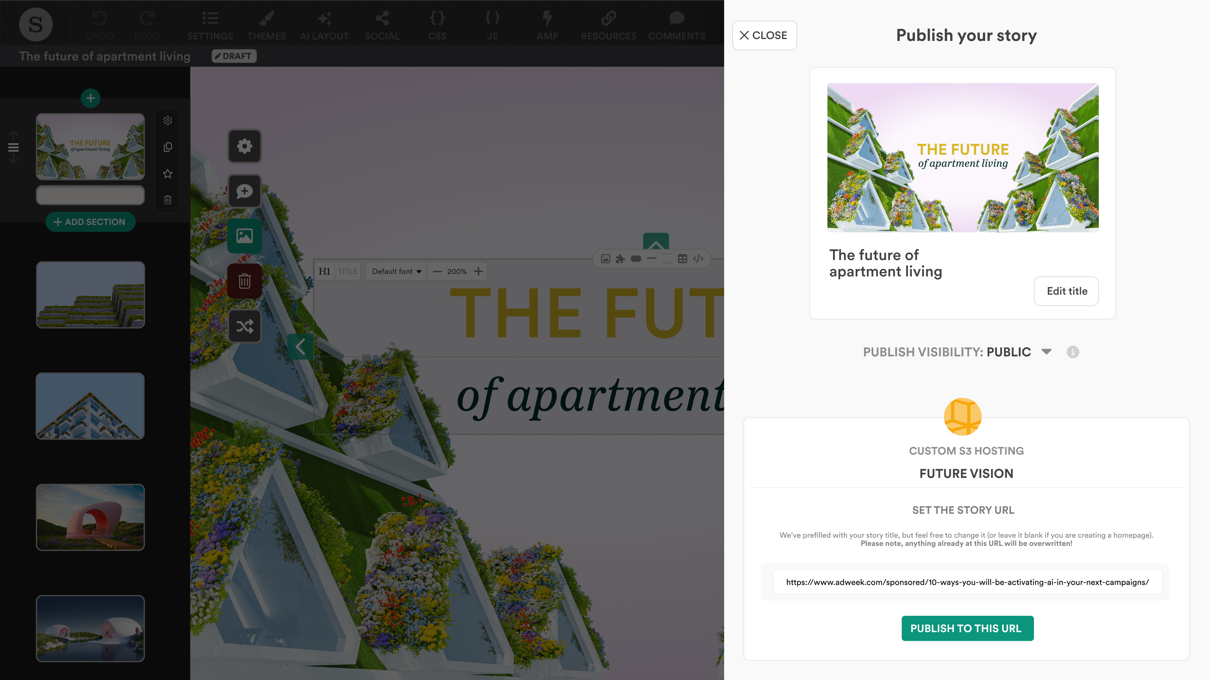 A logo of Shorthand one-click publishing