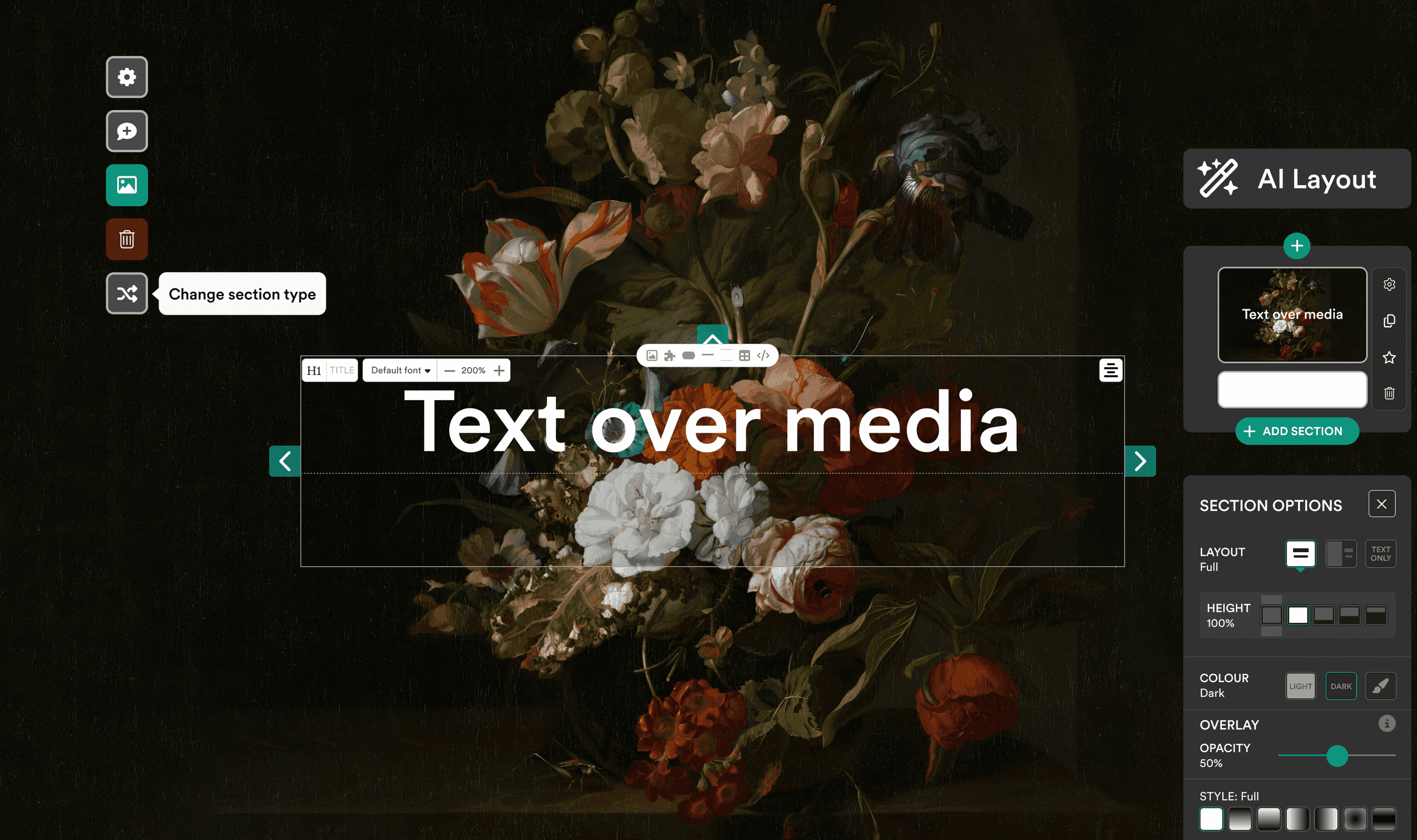 App screenshot showing the Shorthand editor with a layout suggestion