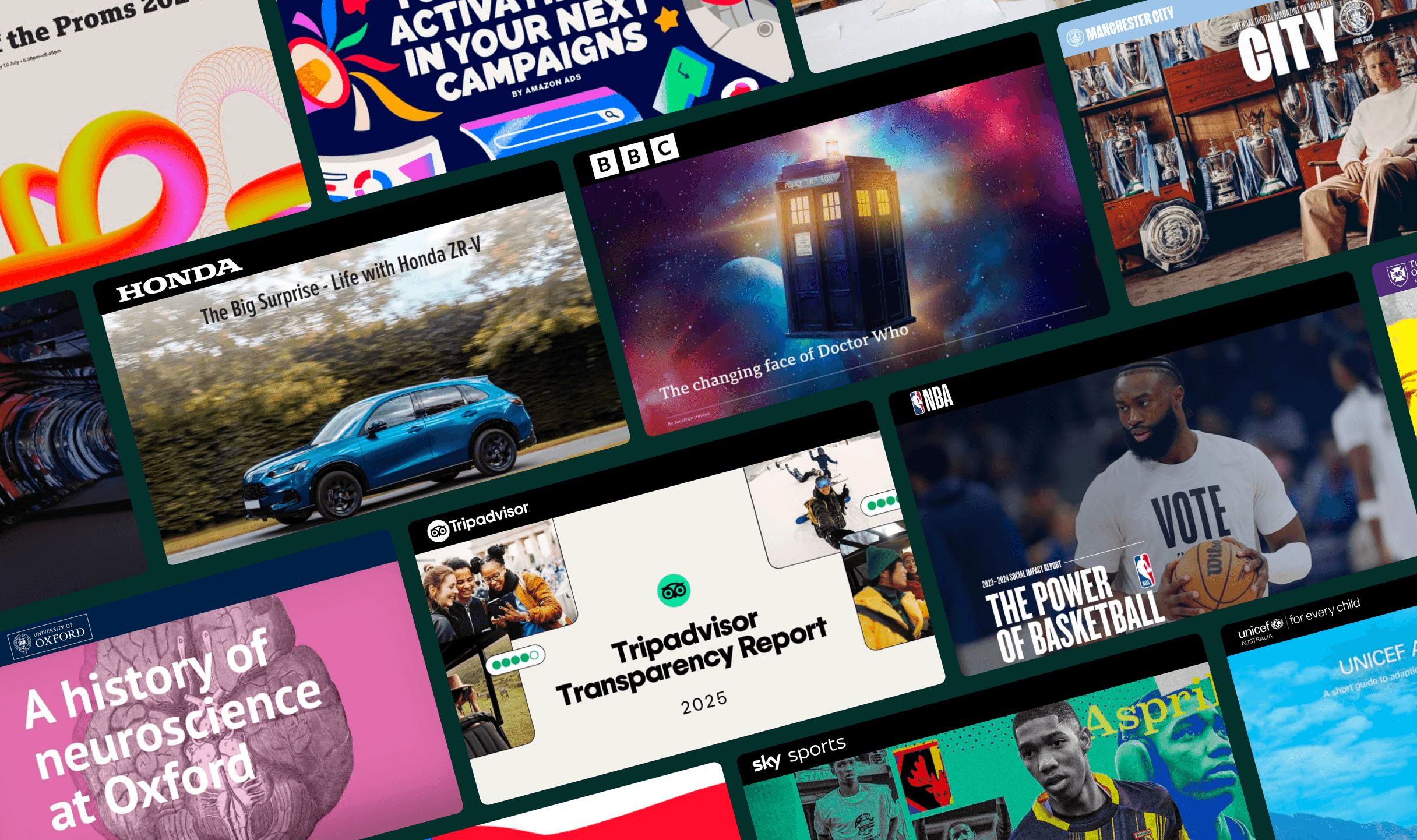 Photo collage of Shorthand customer stories showing different branding styles