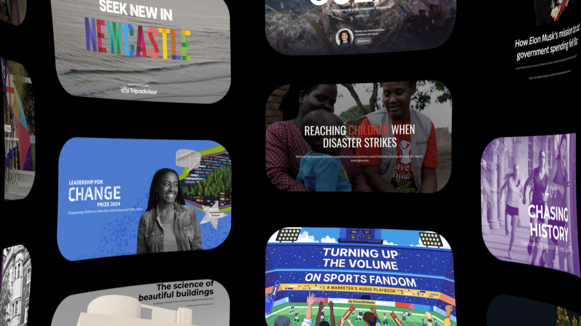 Various title section images from a selection of 2025's best visual stories, organised on a black background.