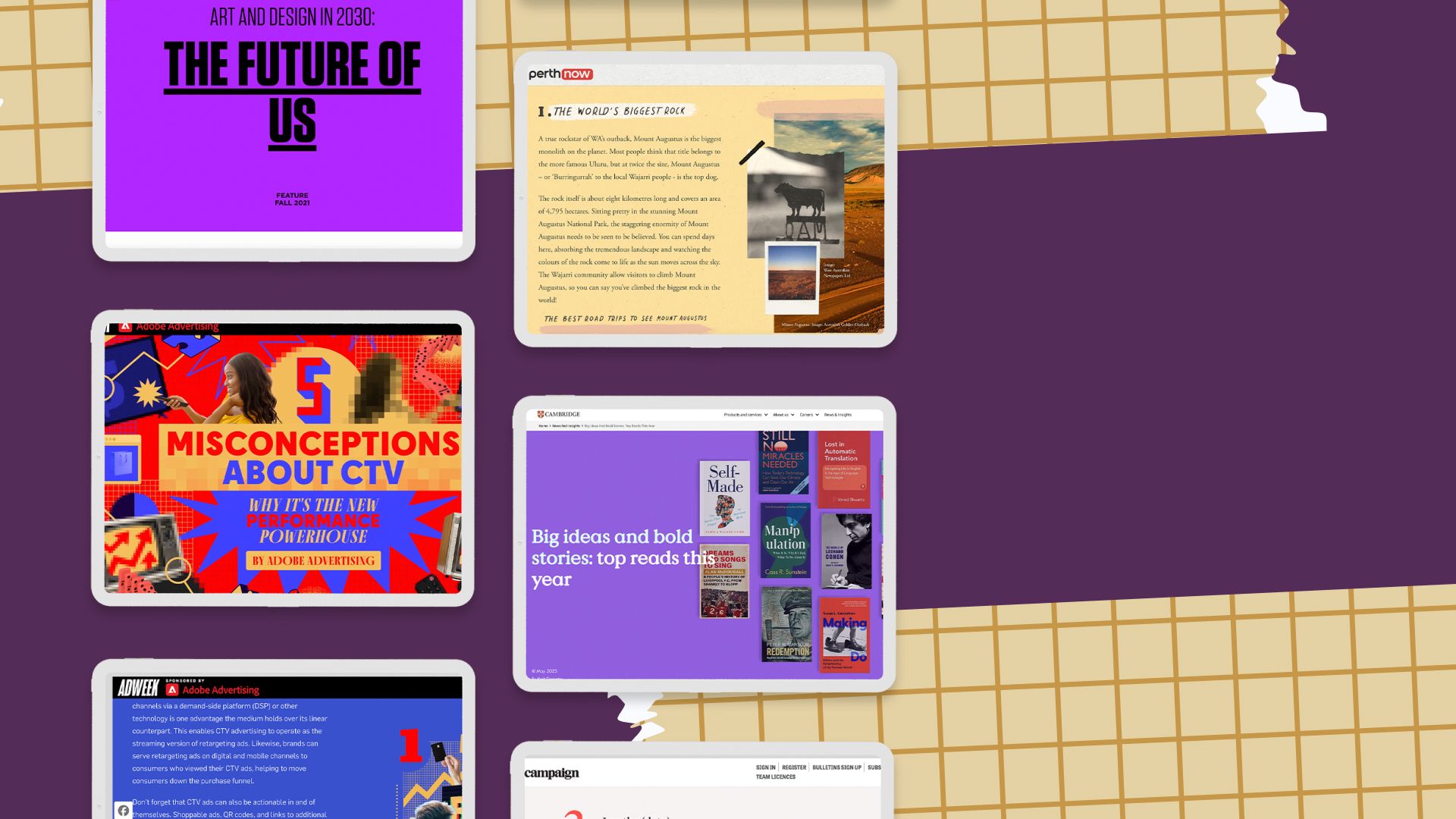 A selection of title images from various listicle articles