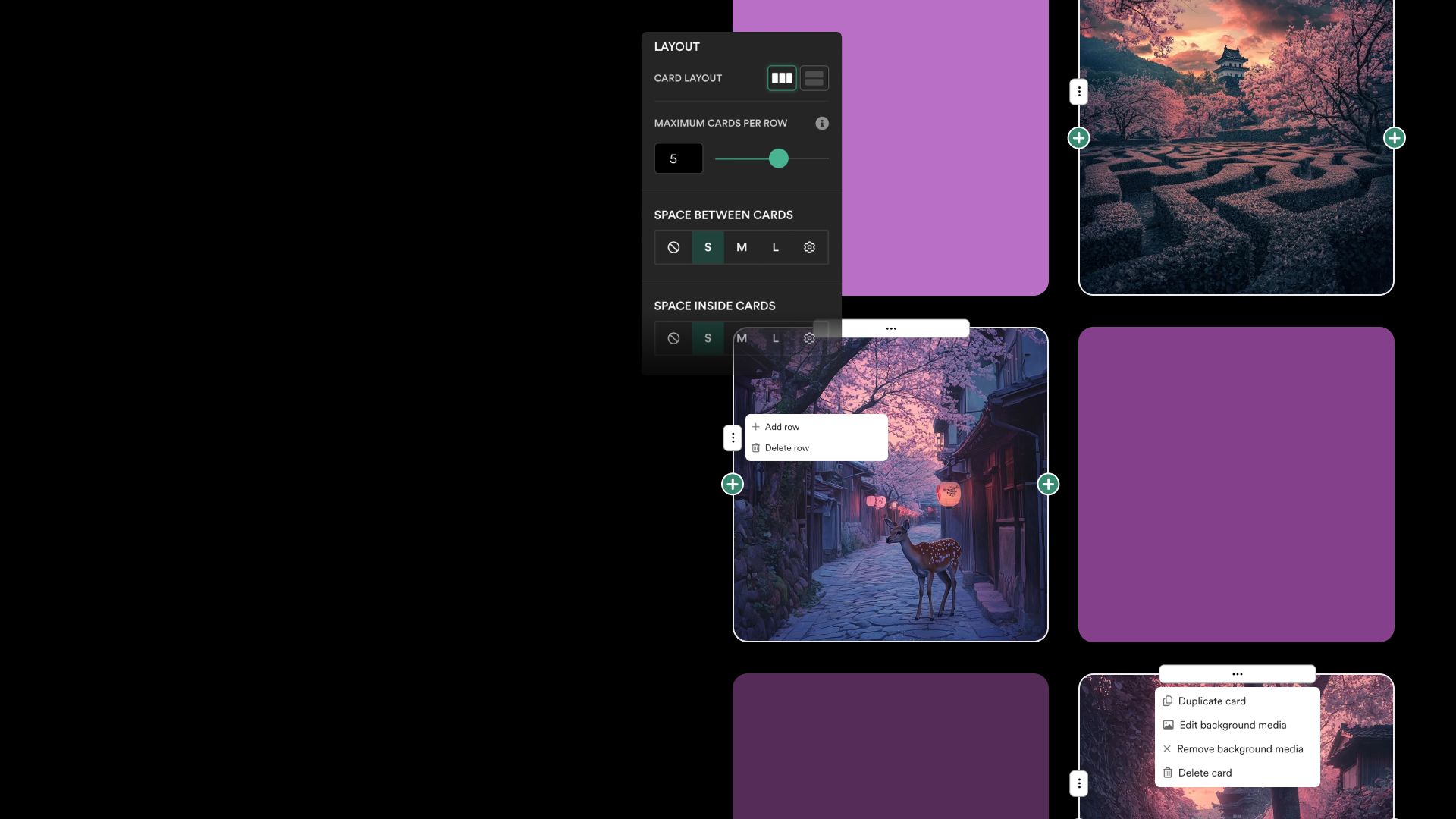 Screenshots of Shorthand's Grid tool interface in use on black background.