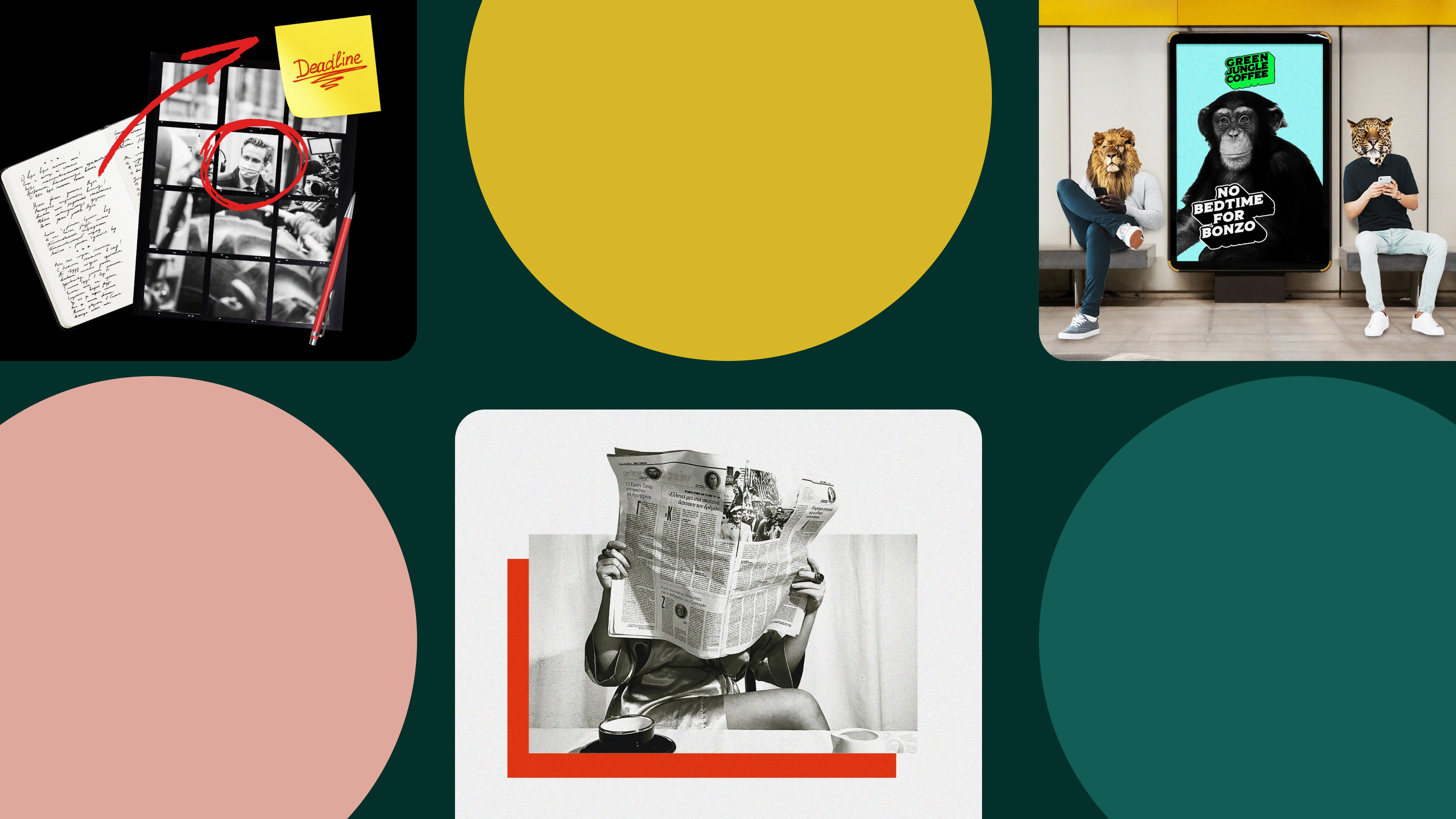 Three feature images from assorted Shorthand blog articles arranged in a pattern