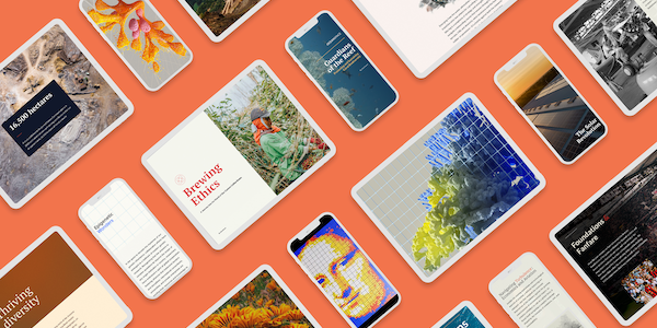 A variety of websites shown in tablets.